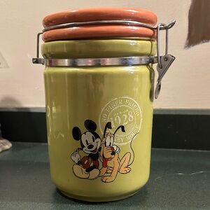 Disney Mickey Mouse and Pluto Ceramic Storage Jar - Green and Orange